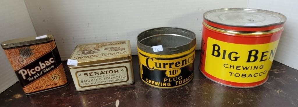 TOBACCO TIN LOT CURRENCY BIG BEN SENATOR