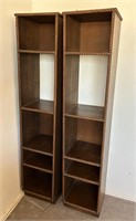 Narrow Wood Bookcases Ribbon Accent