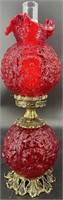 Stunning Fenton Ruby Poppy GWTW Lamp- This Lamp