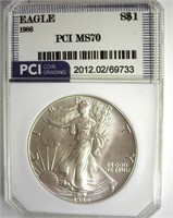 1986 Silver Eagle MS70 LISTS FOR $975