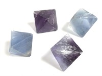 2 Blue & 2 Purple Fluroite Octahedron Crystals