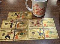 Disney Gold Foil Set w/ Coin Collector Mug