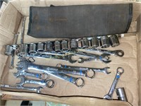 A box of wrenches and sockets, mostly Kobalt,,