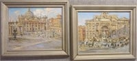 PAIR GIOVANI CAMPRIANI OIL PAINTINGS OF ROME