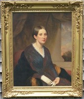 JOHN POPE OIL PORTRAIT OF A YOUNG LADY