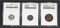 3- GRADED US COINS SEATED LIBERTY DIME & MORE