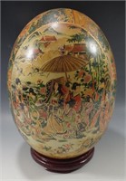 SATSUMA LARGE PORCELAIN EGG HAND PAINTED CHINA 9"