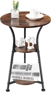 Dulcii 3-Tier Round End Table  Rustic Brown