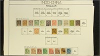 Indo-China Stamps Used and Mint hinged on old page