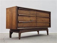 United Furniture Walnut 6 Drawer Low Boy Dresser