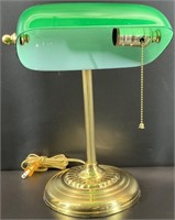 Brass & Green Glass Banker's Lamp