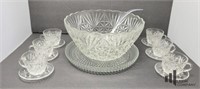 Indiana Glass Punch Bowl with Platter & Cups
