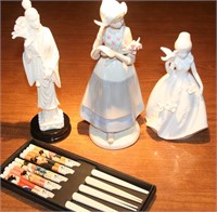 Porcelain figures and chop sticks