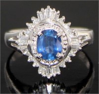 Platinum Natural Sapphire & Diamond Ring