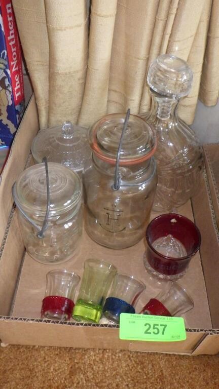 VINTAGEDUBUQUE RUBY FLAS CUP,  CANNING JARS, SHOT>