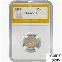 1865 Nickel Three Cent PGA MS63