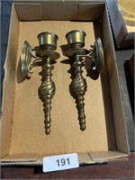 Brass Candle Sconces + Candle Holder