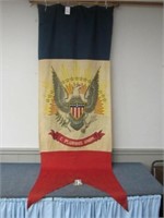 VINTAGE RED, WHITE & BLUE BANNER WITH EAGLE: