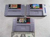 (3) Super NES Nintendo Games Mario/Zelda/Kirby