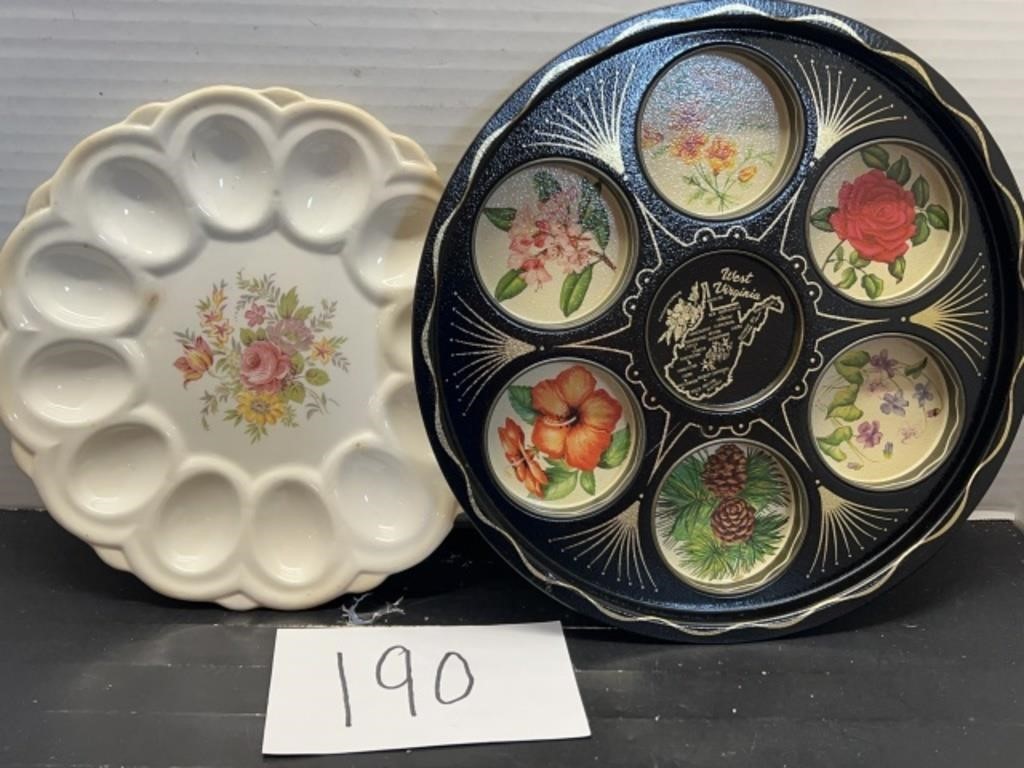 Vintage deviled egg glass plate and more