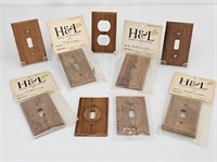 8 TEAK SWITCH COVERS & 1 OUTLET COVER