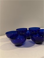 Set of 7 Cobalt Blue Glass Bowls