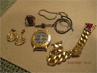 Costume Jewelry Lot Goldtone With A Watch,