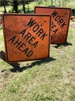 2 Aluminum "Work Area Ahead" Signs