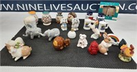 assortment of salt and pepper shakers