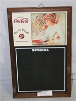 COCA-COLA ADVERTISING SMALL FRAMED CHALKBOARD