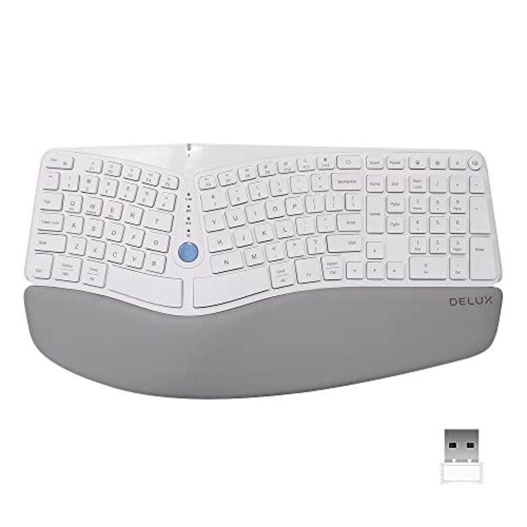 DELUX WIRELESS ERGONOMIC KEYBOARD WITH WRIST