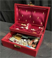 Vintage jewelry box with vintage costume jewelry