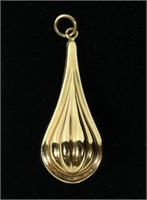 14K Yellow gold hollow teardrop pendant, 1.8 grams