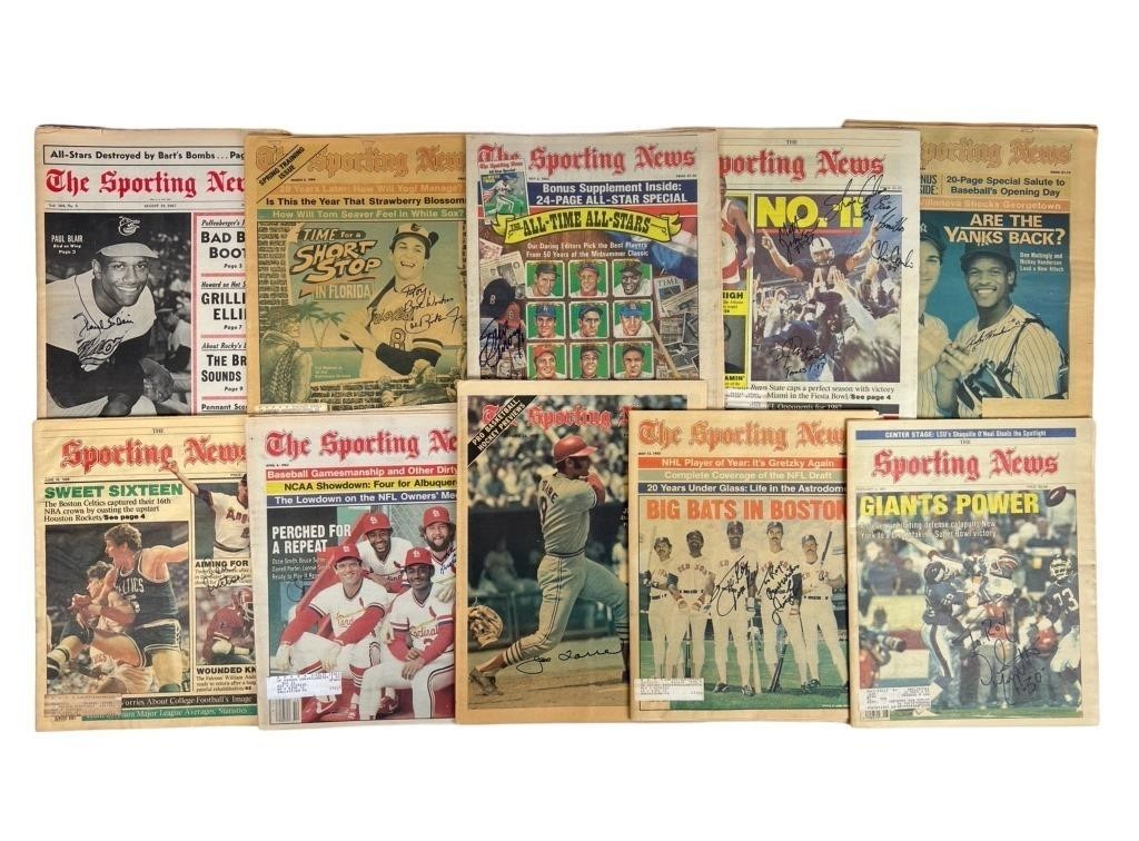 10 Signed Vintage "Sporting News" Covers