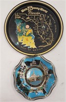 Vintage Disney Tin Tray and Glass Bowl