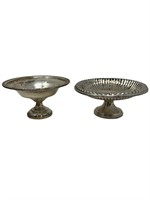 Sterling silver compote pedestal short bowls