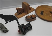 14"D WOOD SCOTTIE DOG TRAY-BOOKENDS-BOX PLUS