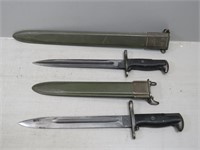 (2) WWII US M1 Garand bayonets and scabbards –