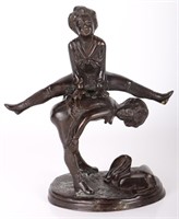 ALFRED BARYE "LEAPFROG" BRONZE STATUE AFTER