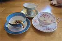 Lot of Aynsley Mixed Tea Cups/Saucers