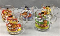 5 Garfield McDonald’s glass mugs
