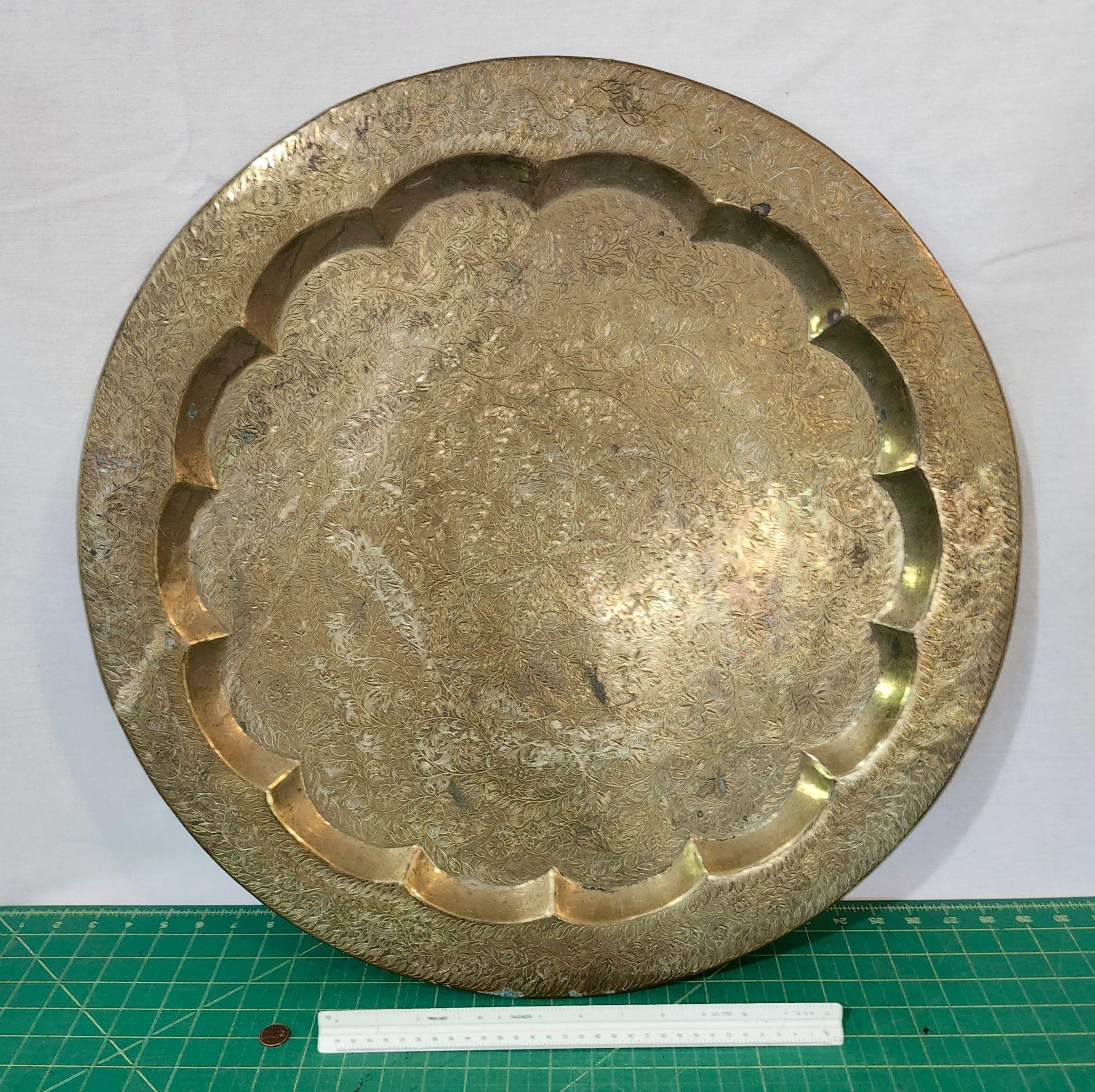 Large brass hanging wall tray