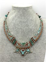 Fine Afghani Tribal Turquoise & Lapis Necklace