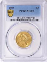 1907 $5 Liberty Gold Half Eagle PCGS MS-62