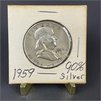 1959-D Ben Franklin Silver (90%) Half Dollar