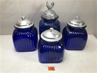 Vintage Cobalt Blue Glass Canisters
