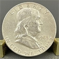 1963-D Ben Franklin Silver (90%) Half Dollar