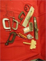 assorted clamps and misc tools