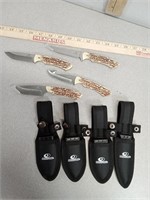 4 pc Mossy Oak knife set w/ sheaths