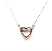 Sterling Silver Diamond Heart Necklace